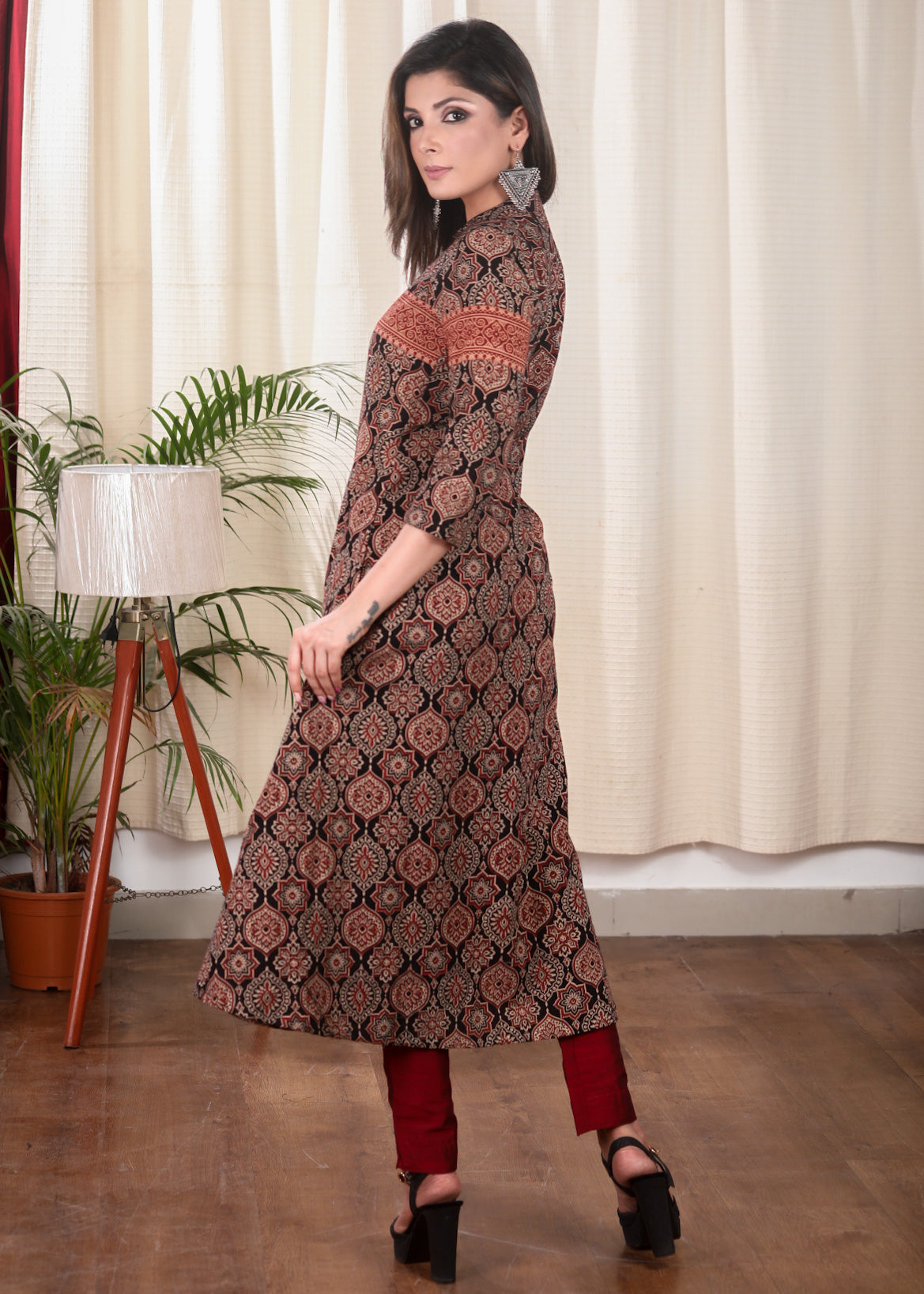 Maroon Cotton silk  Pant