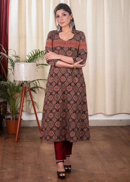Maroon Cotton silk  Pant