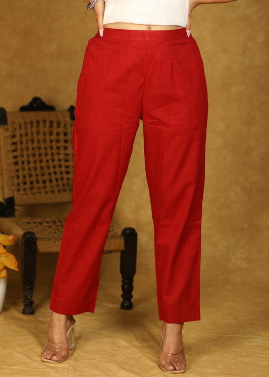 Classy Cotton Red Trouser