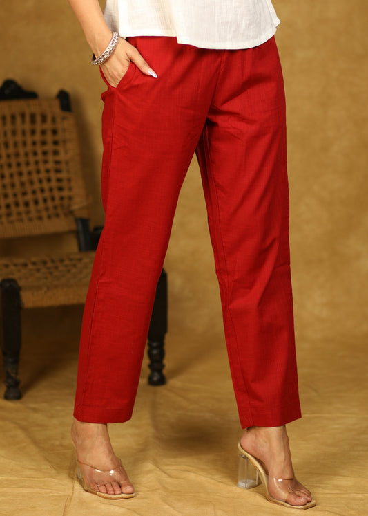 Classy Cotton Red Trouser