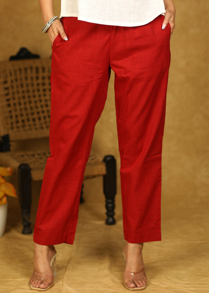 Classy Cotton Red Trouser