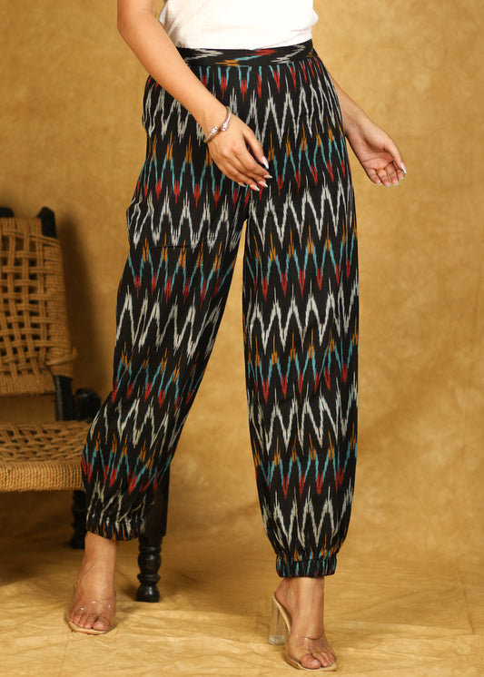 Trendy Cotton Multi-Coloured Ikat Joggers