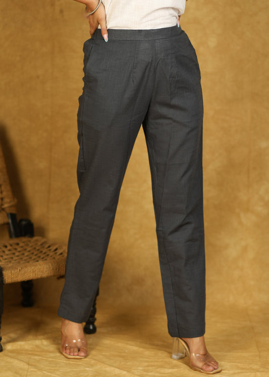 Elegant Cotton Dark Gray Trouser