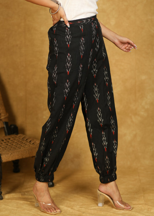 Classy Cotton Black Ikat Joggers