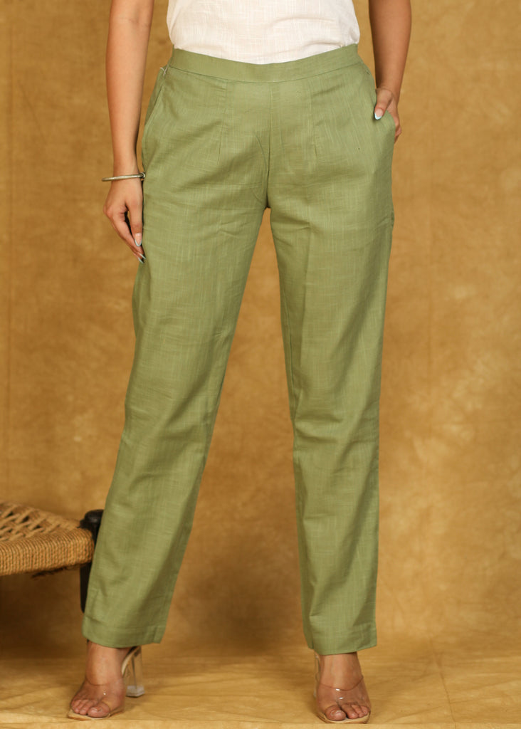 Trendy Cotton Olive Green Trouser