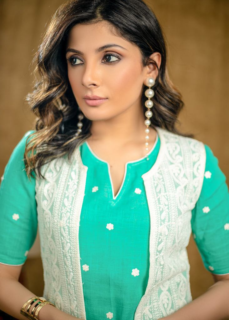 White Chikankari Jacket