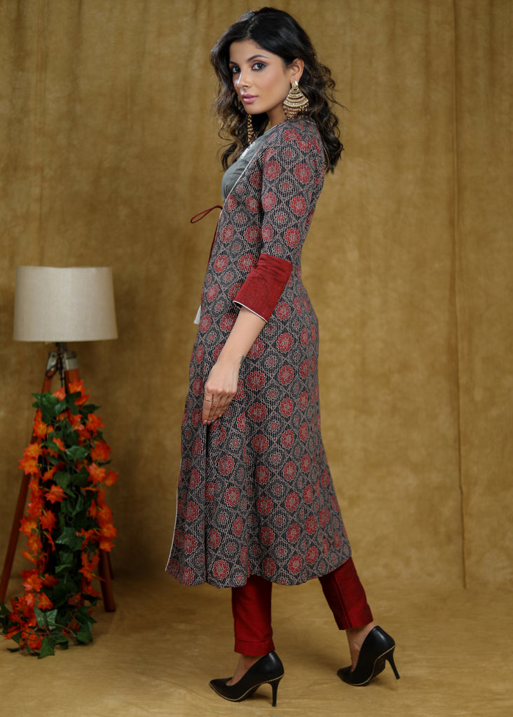 Maroon Cotton Silk Pant