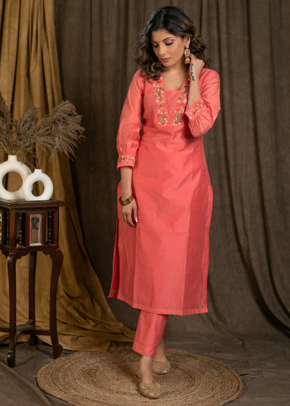 Peach Chanderi Pant