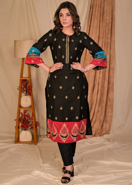 Black Cotton Silk Pant