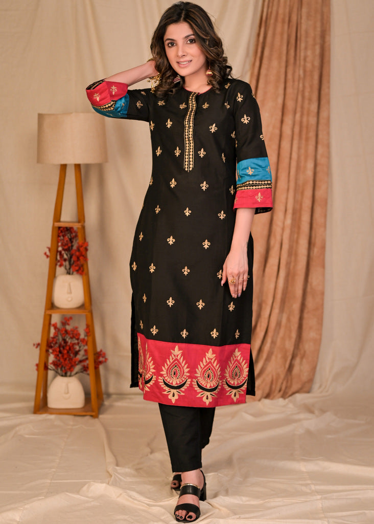 Black Cotton Silk Pant