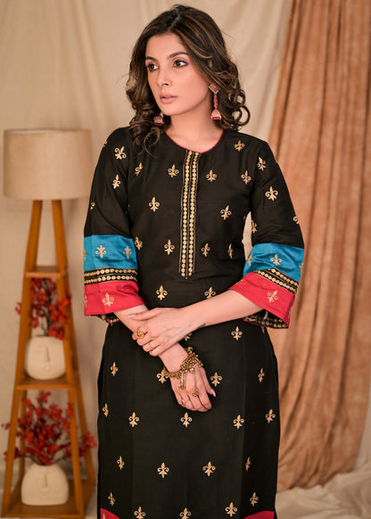 Black Cotton Silk Pant