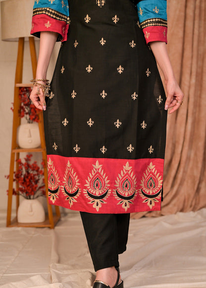 Black Cotton Silk Pant