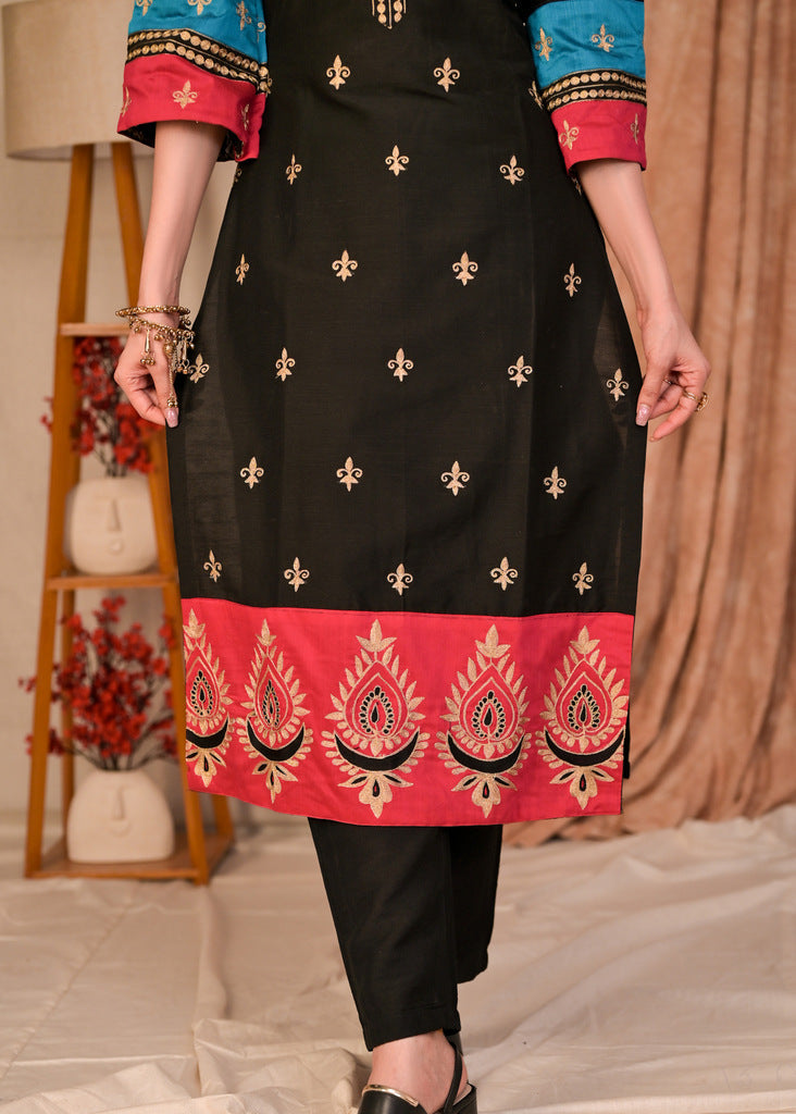 Black Cotton Silk Pant
