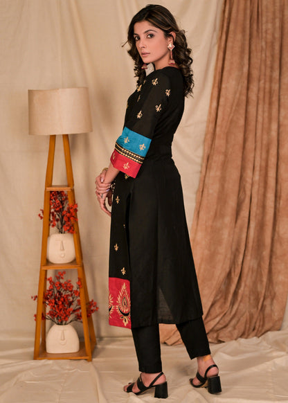 Black Cotton Silk Pant