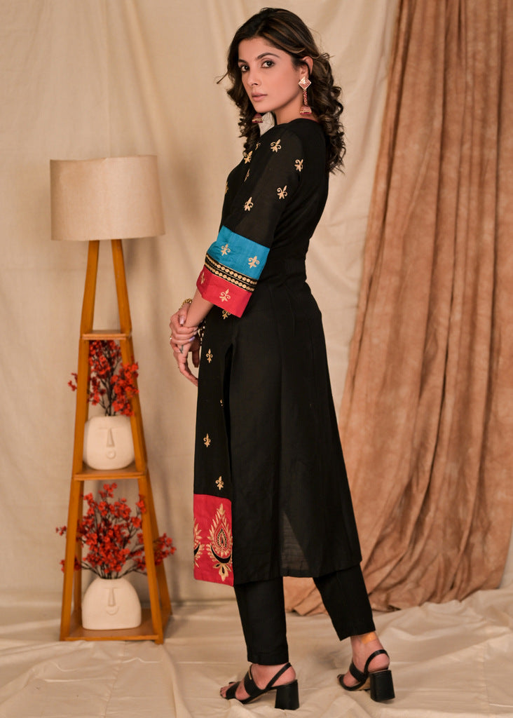 Black Cotton Silk Pant