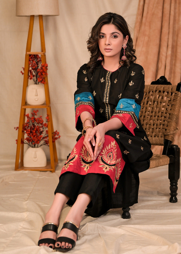 Black Cotton Silk Pant