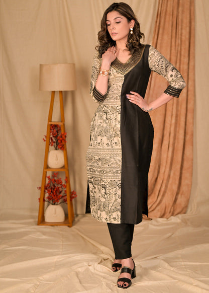 Black Cotton Silk Pant