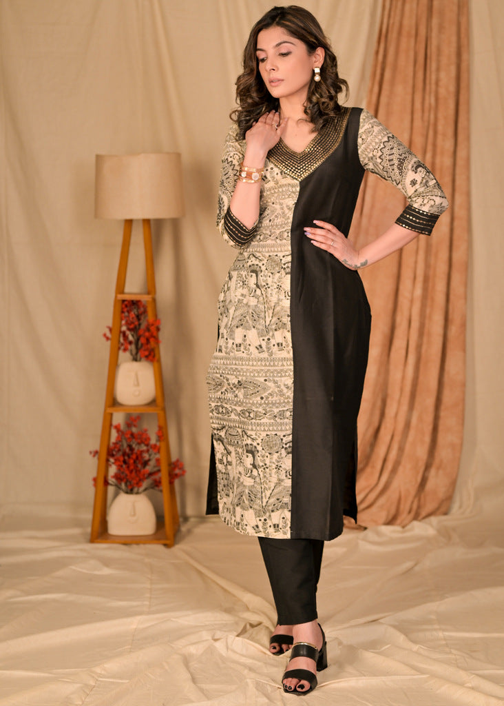 Black Cotton Silk Pant