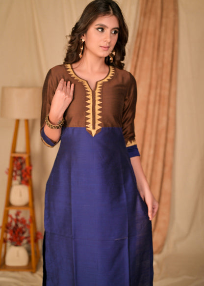 Brown Cotton Silk Pant