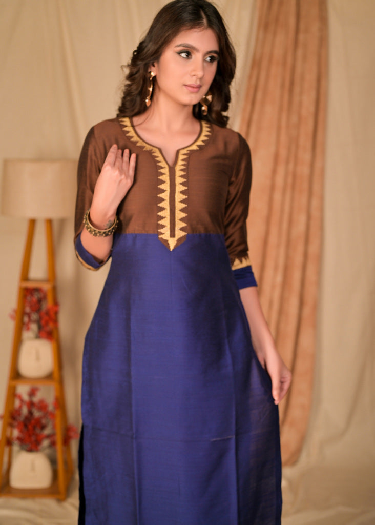 Brown Cotton Silk Pant