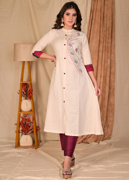Magenta Cotton Silk Pant