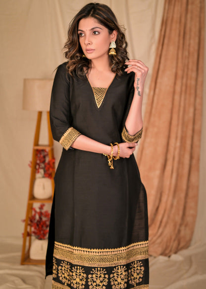 Black Cotton Silk Pant