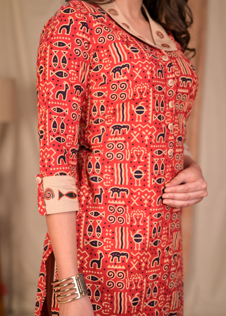 Beige Cotton Silk Pant