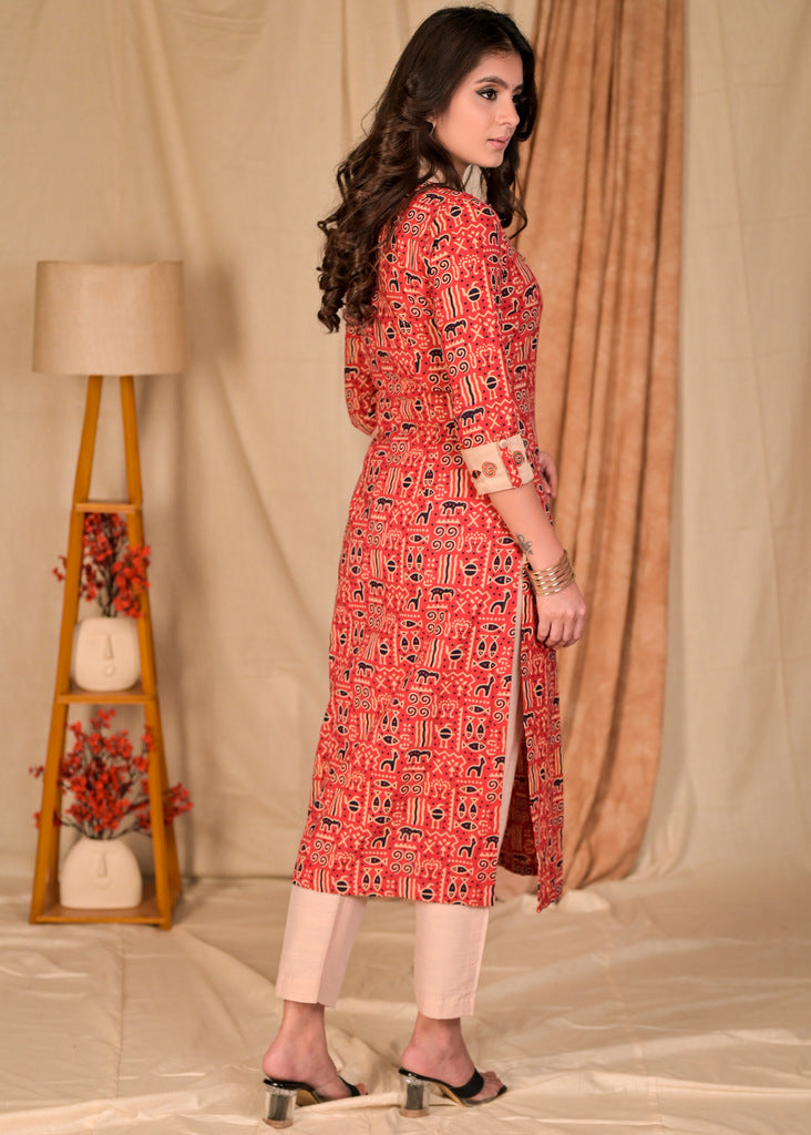 Beige Cotton Silk Pant