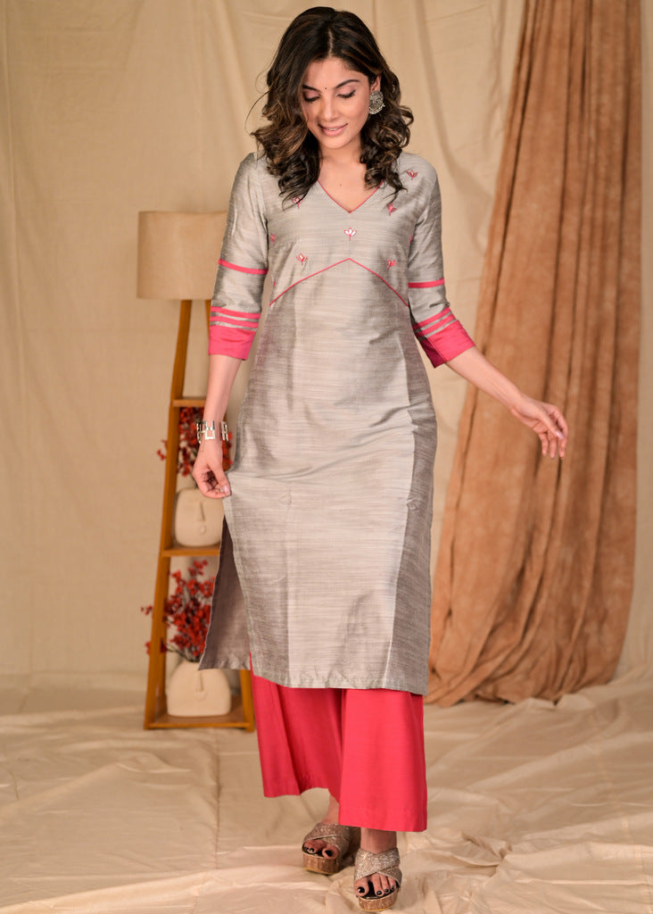 Pink Cotton Silk Pant