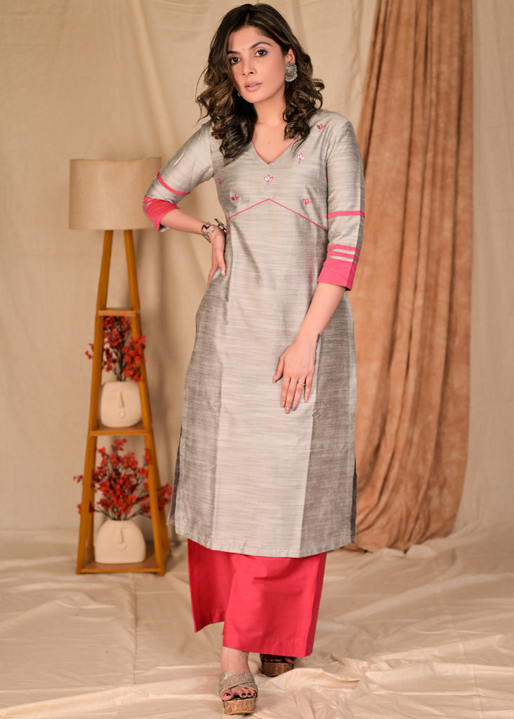 Pink Cotton Silk Pant