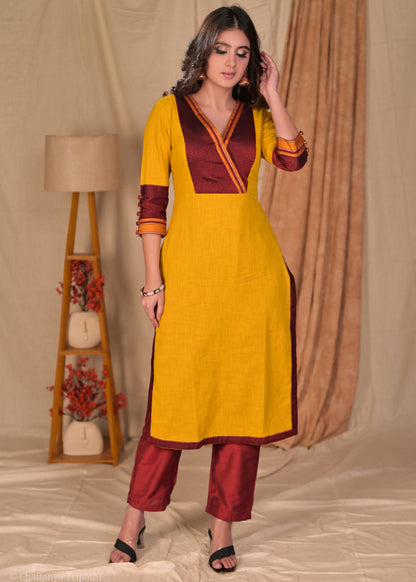 Maroon Cotton Silk Pant