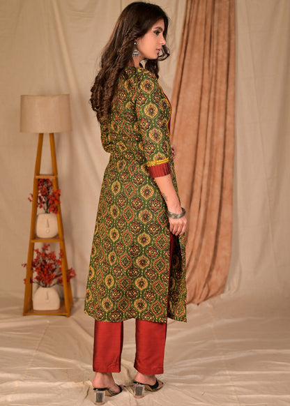 Maroon Cotton Silk Pant