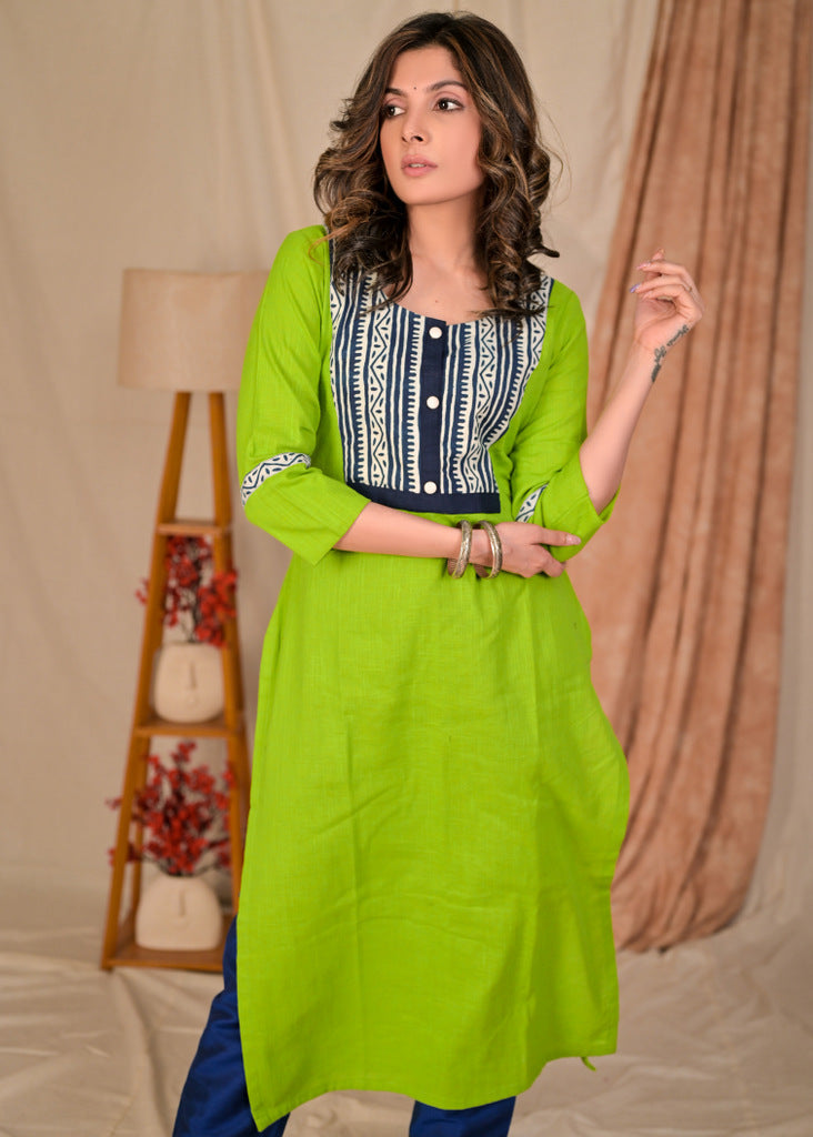 Blue Cotton Silk Pant