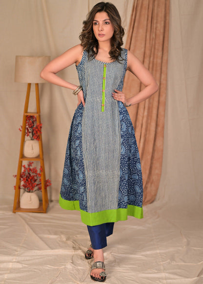 Blue Cotton Silk Pant
