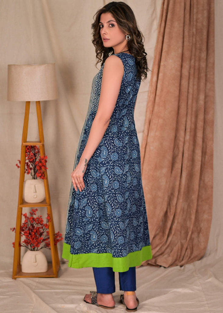 Blue Cotton Silk Pant