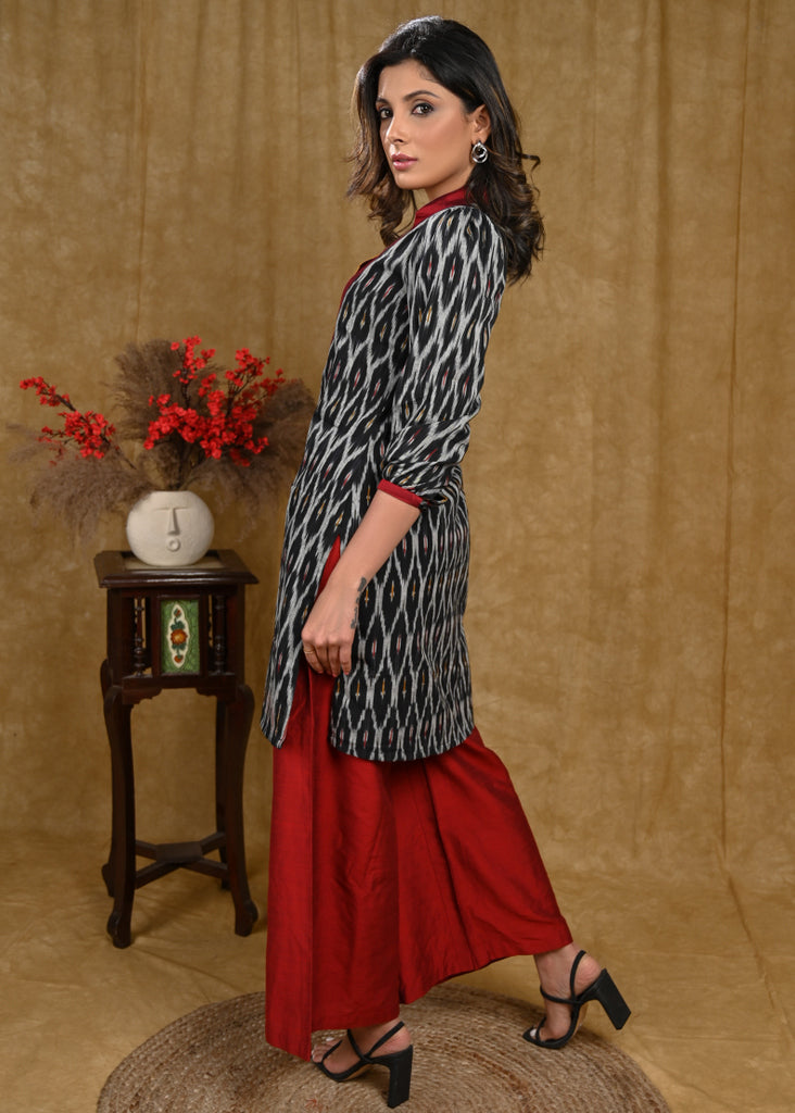 Maroon Cotton Silk Pant