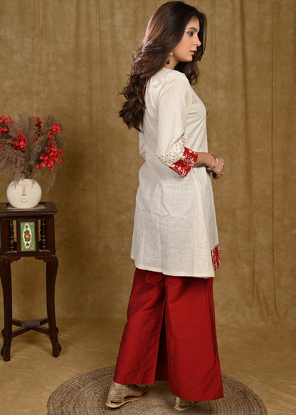 Maroon Cotton Silk Pant