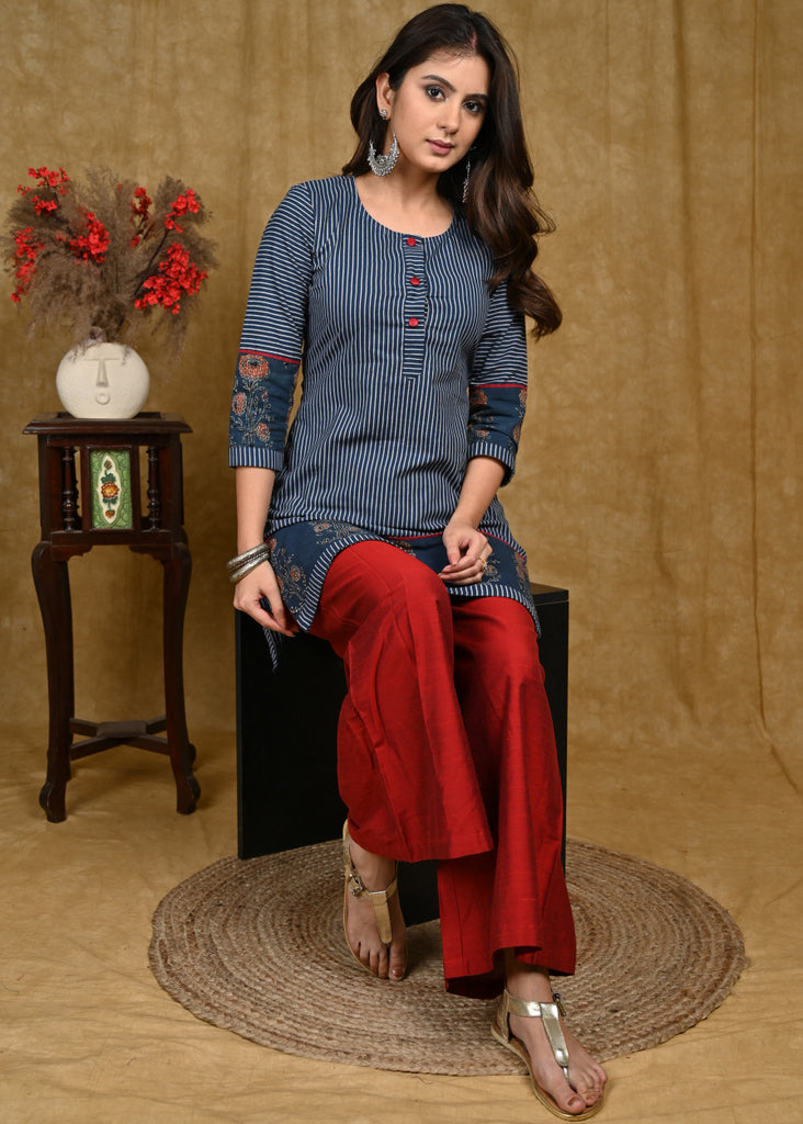 Maroon Cotton Silk Pant