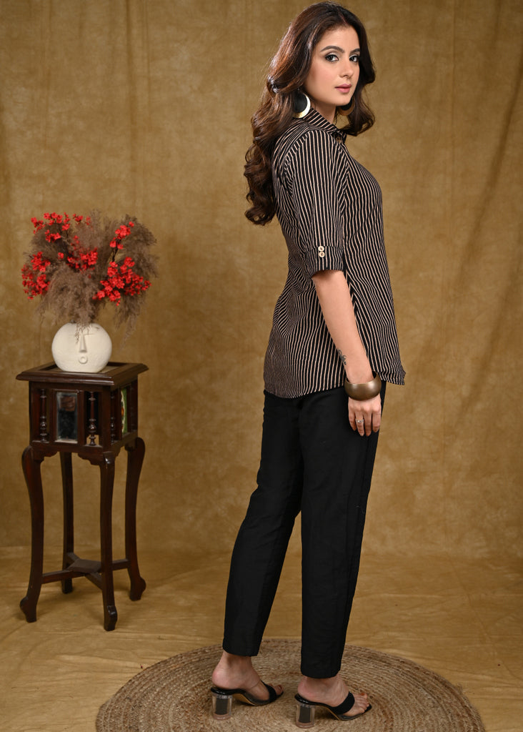 Black Cotton Silk Pant