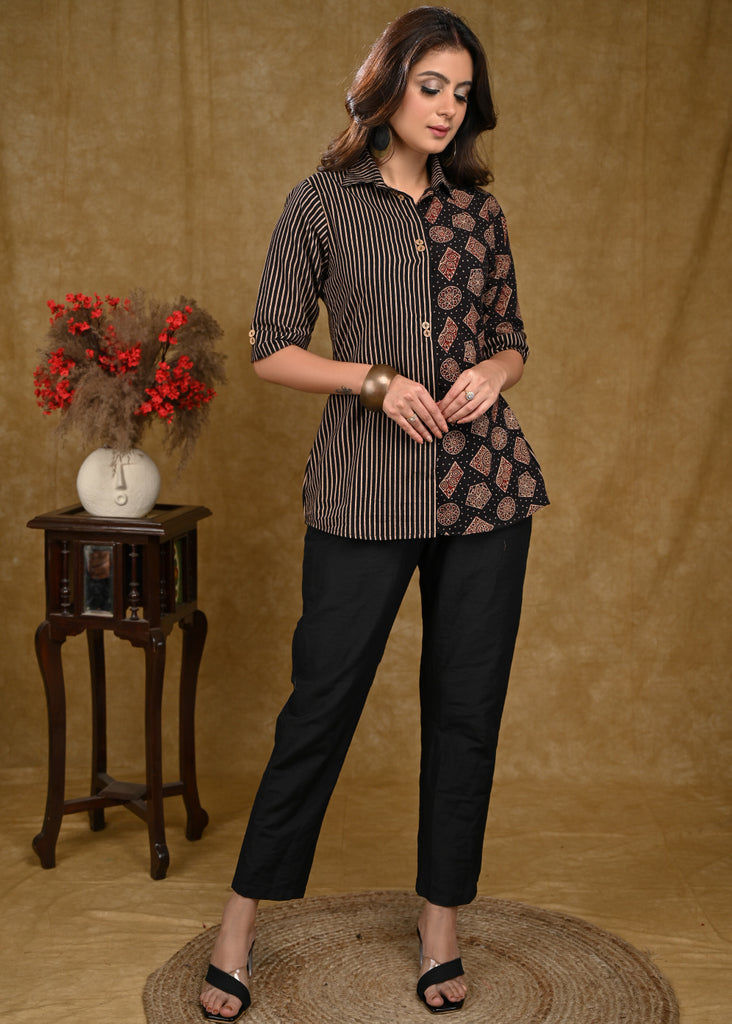 Black Cotton Silk Pant