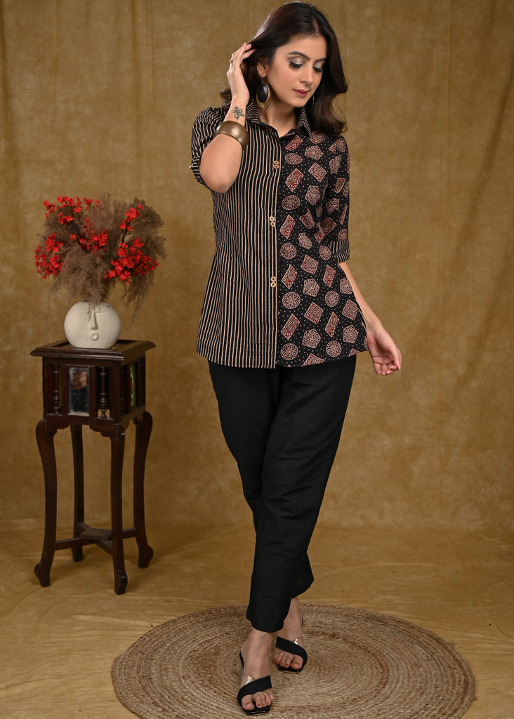 Black Cotton Silk Pant