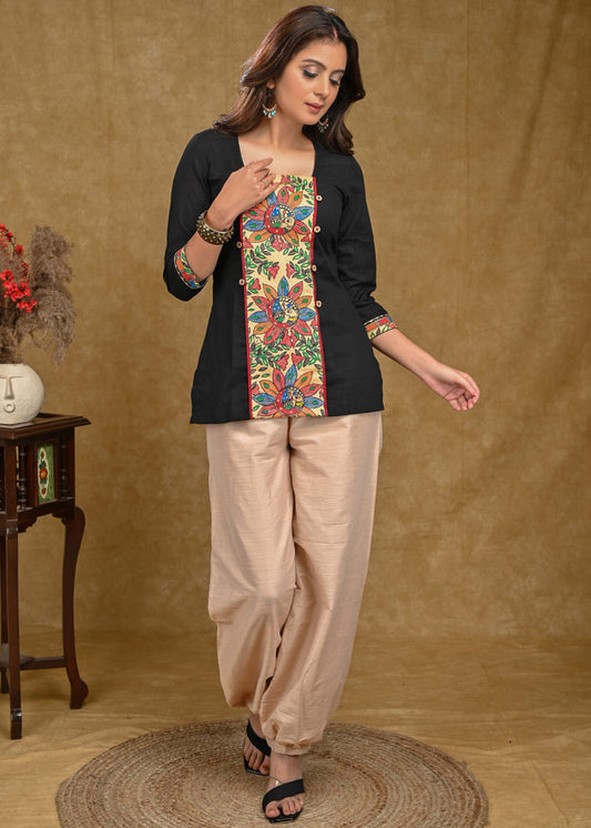 Beige Cotton Silk Pant