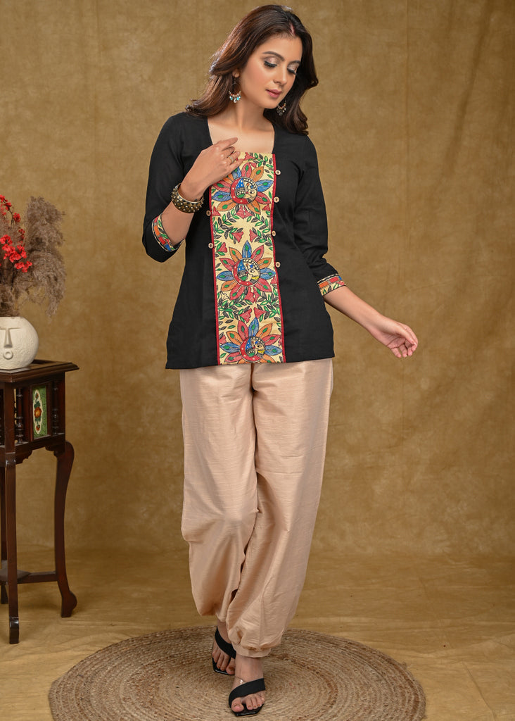 Beige Cotton Silk Pant