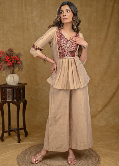 Golden Cotton Silk Pant