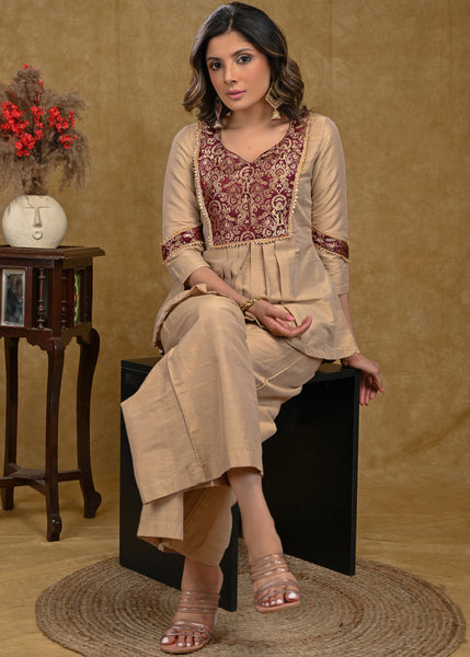 Golden Cotton Silk Pant