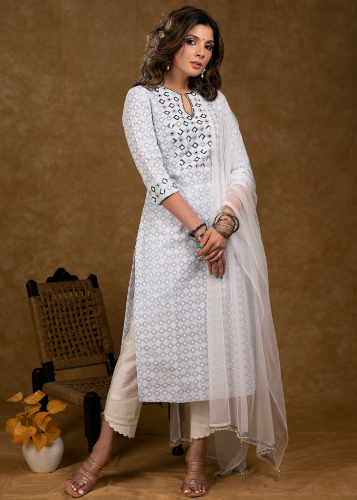 White Cotton Silk Pant