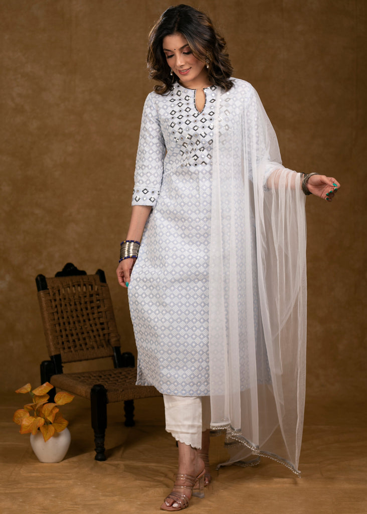 White Cotton Silk Pant