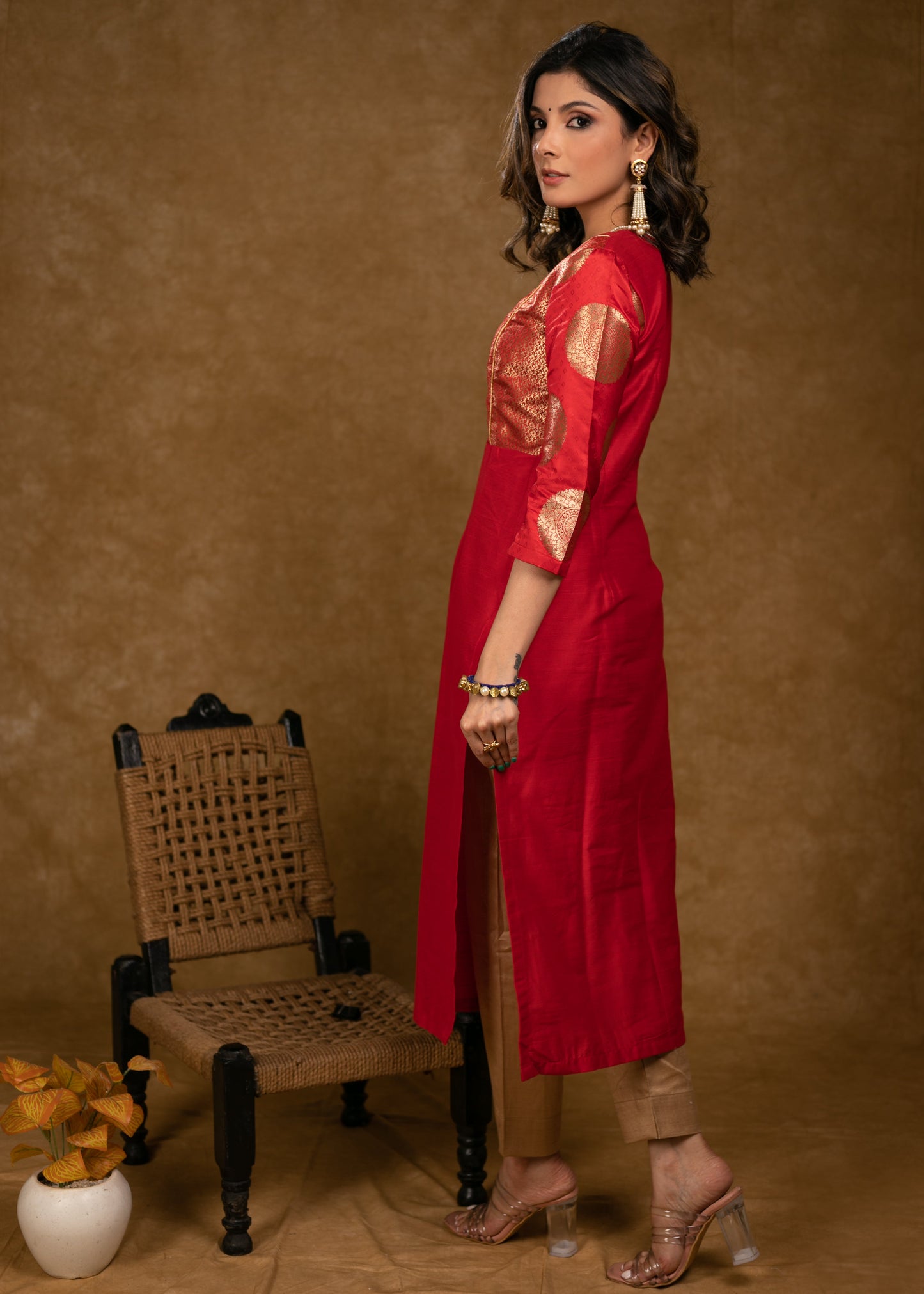 Golden Cotton Silk Pant