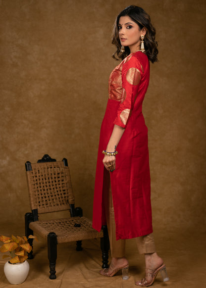 Golden Cotton Silk Pant