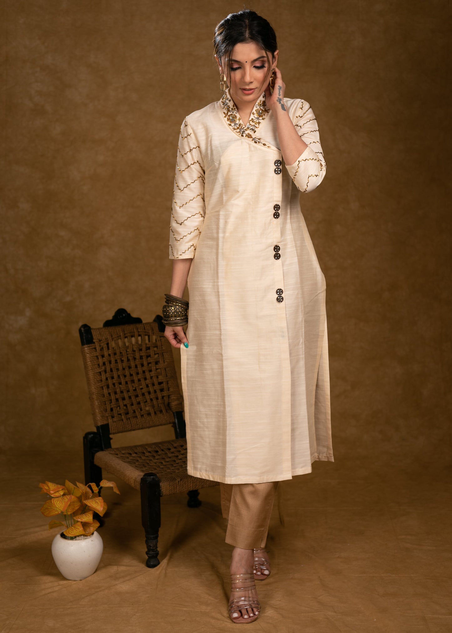 Golden Cotton Silk Pant